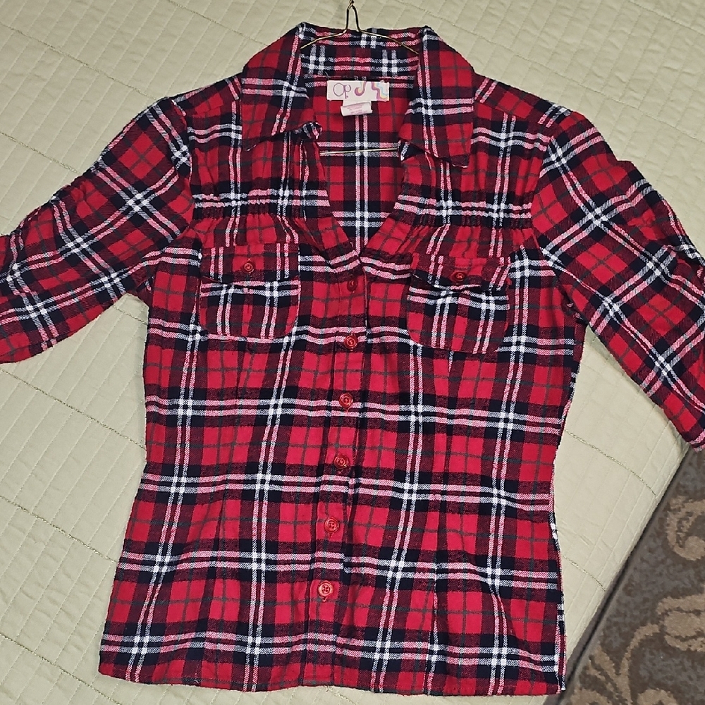 Red Plaid Button-Up Shirt